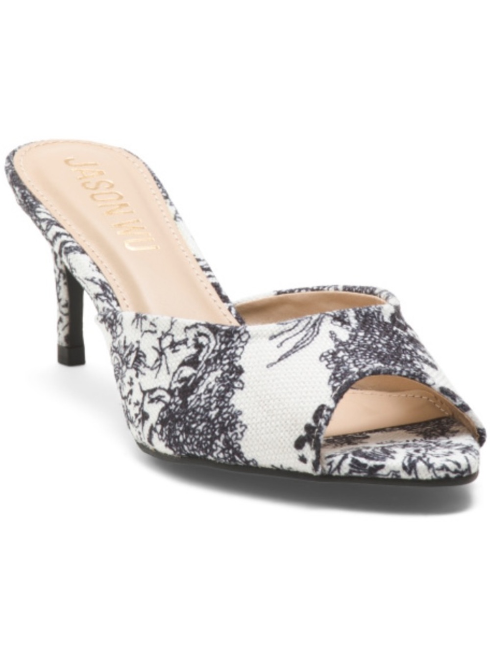 Jason Wu Black and White Printed Open-Toe Mule